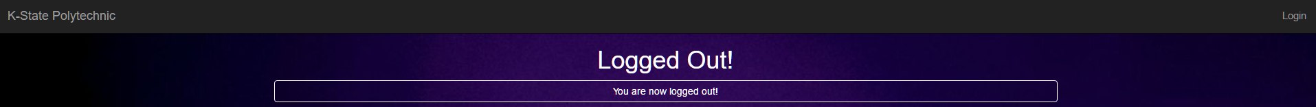 Log out page upon logging out. 